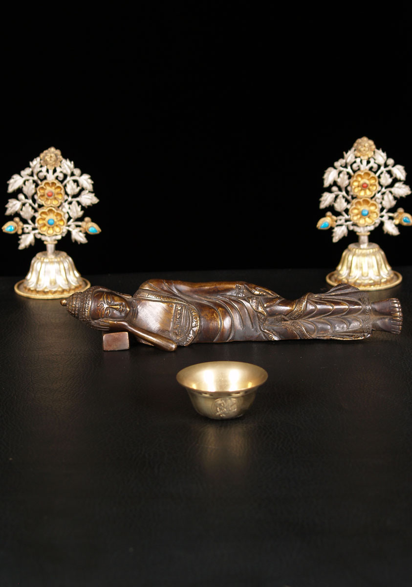 Brass Laying Buddha on Pillow 10"